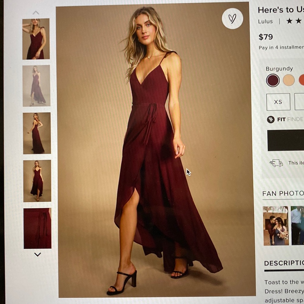 NWT Lulu here’s to us burgundy high-low wrap dress